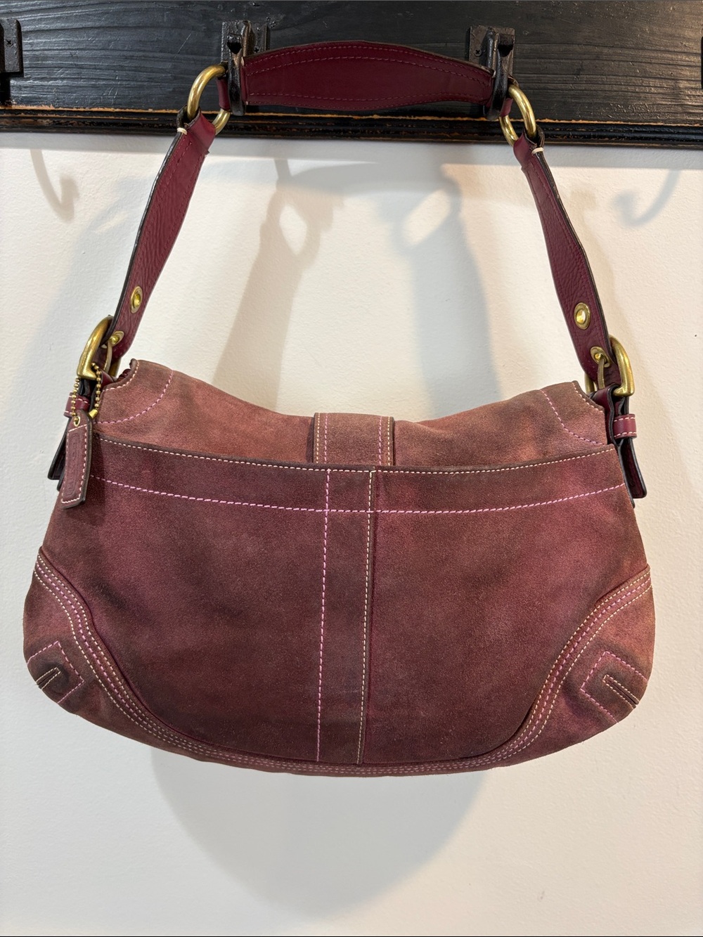 Vintage Y2K Coach F10193 Large SoHo Plum Suede Shoulder Handbag Rare - Picture 6 of 14